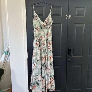 Lulu's Floral Maxi Dress in Green and Orange
